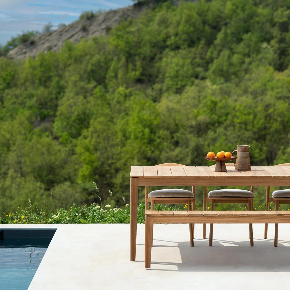 Bok Outdoor Dining Chair - Teak, Mocha Cushion - Image 9