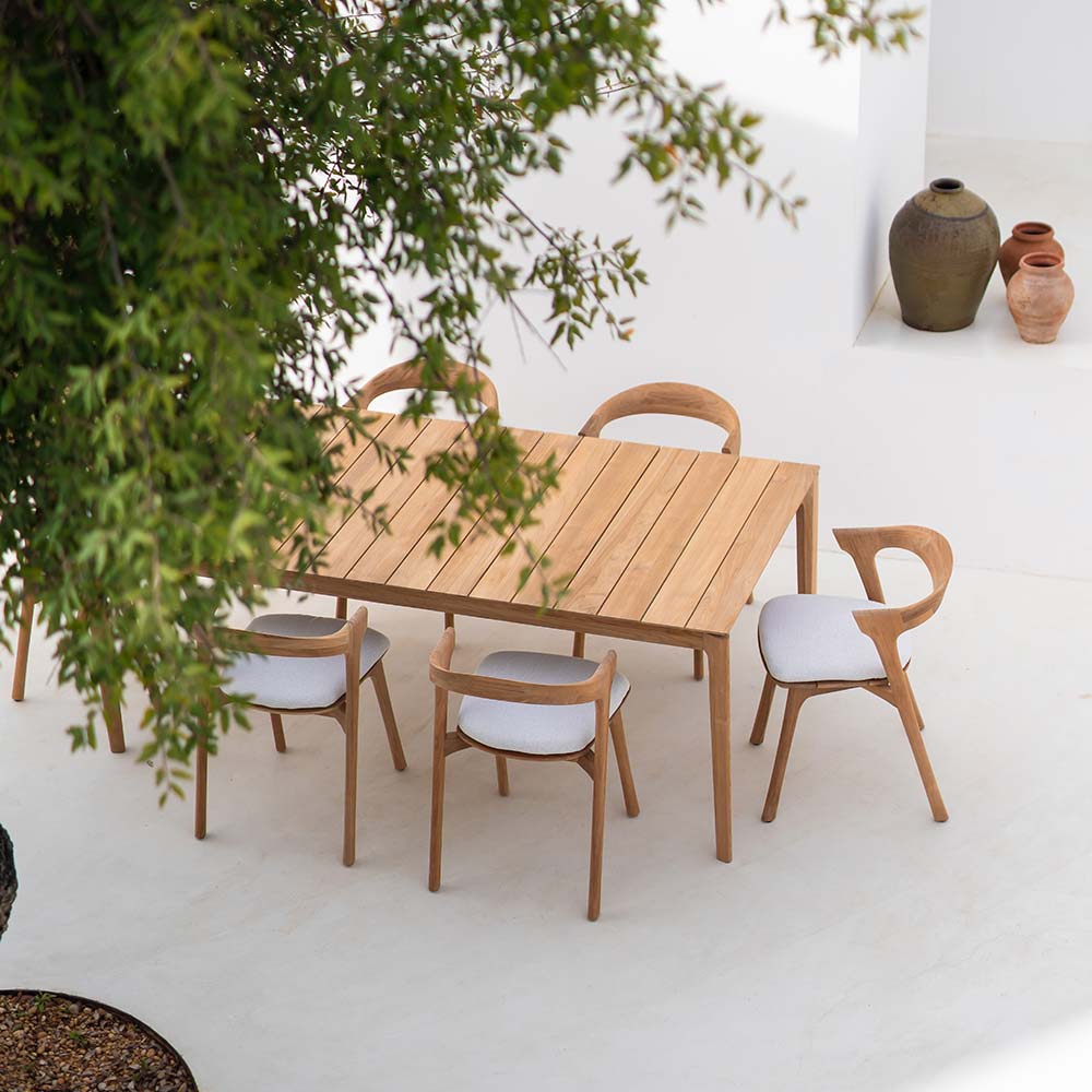 Bok Outdoor Dining Chair - Teak, Off White Cushion - Image 10