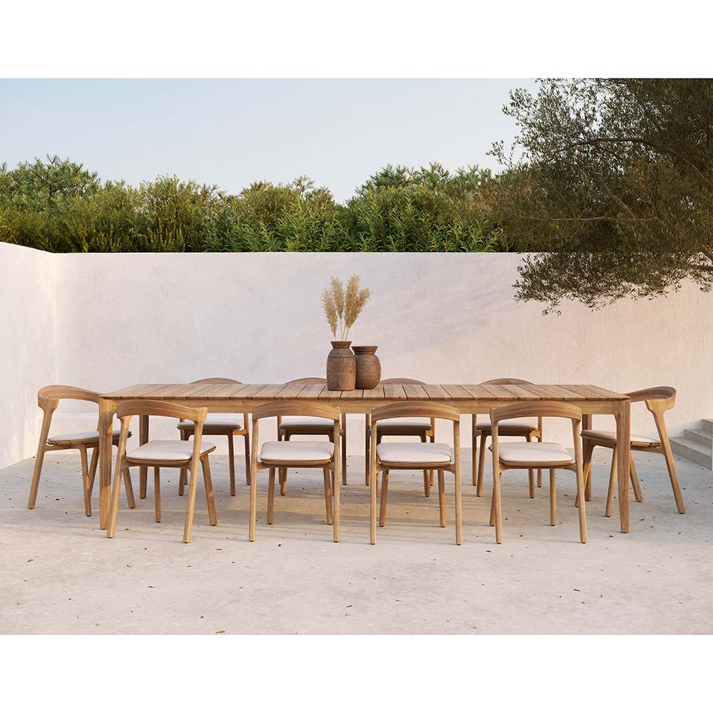 Bok Outdoor Dining Chair - Teak, Off White Cushion - Image 5