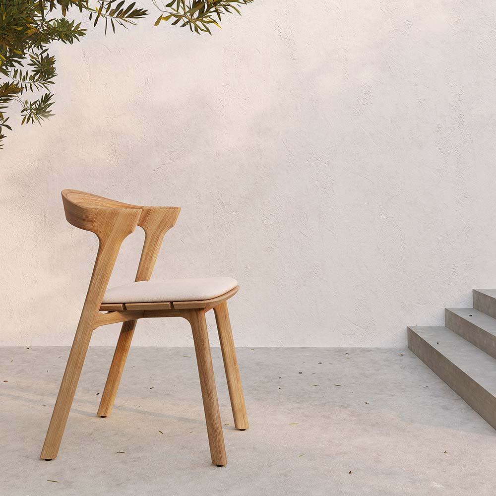 Bok Outdoor Dining Chair - Teak, Off White Cushion - Image 8