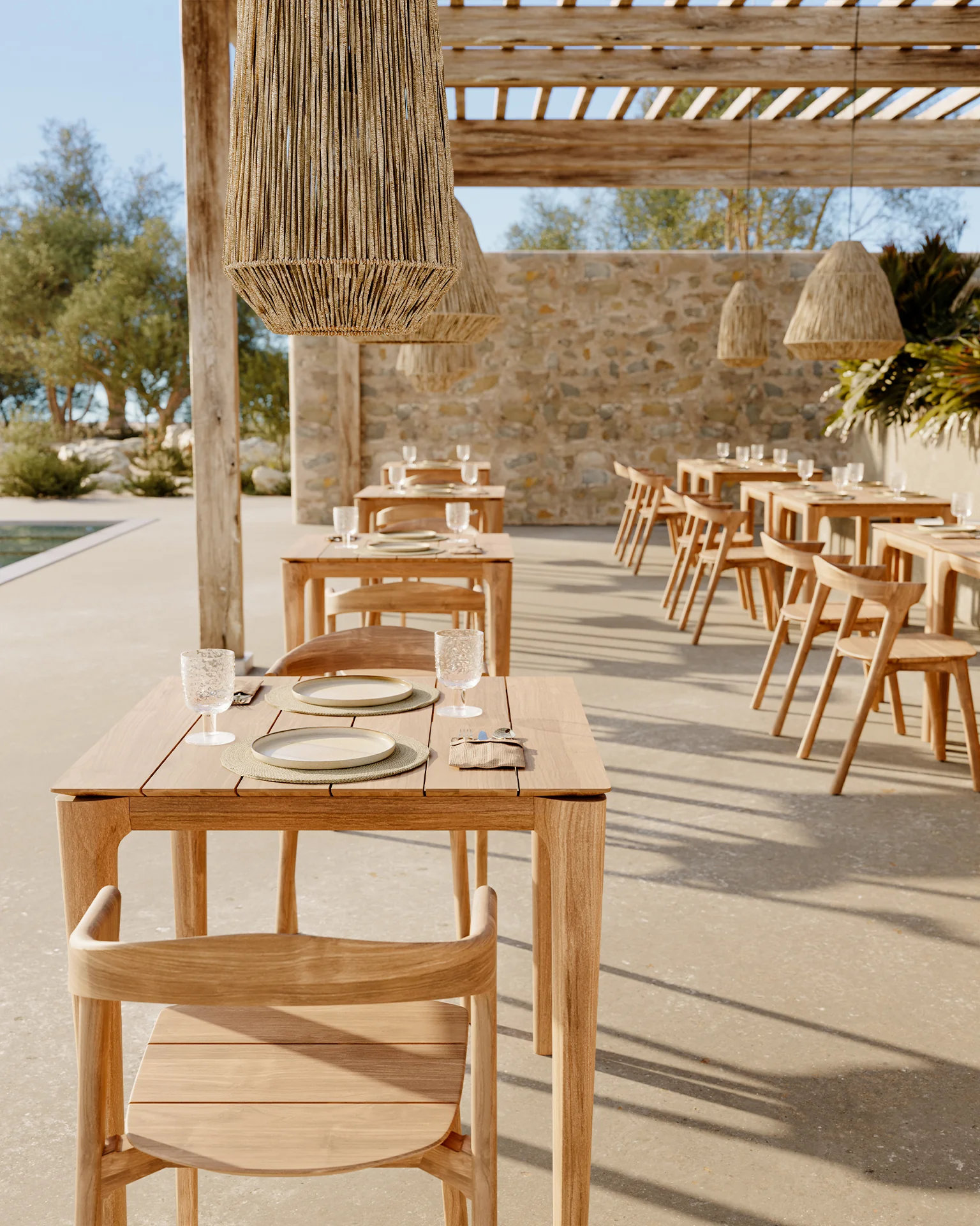 Bok Outdoor Square Dining Table - Teak - Image 8