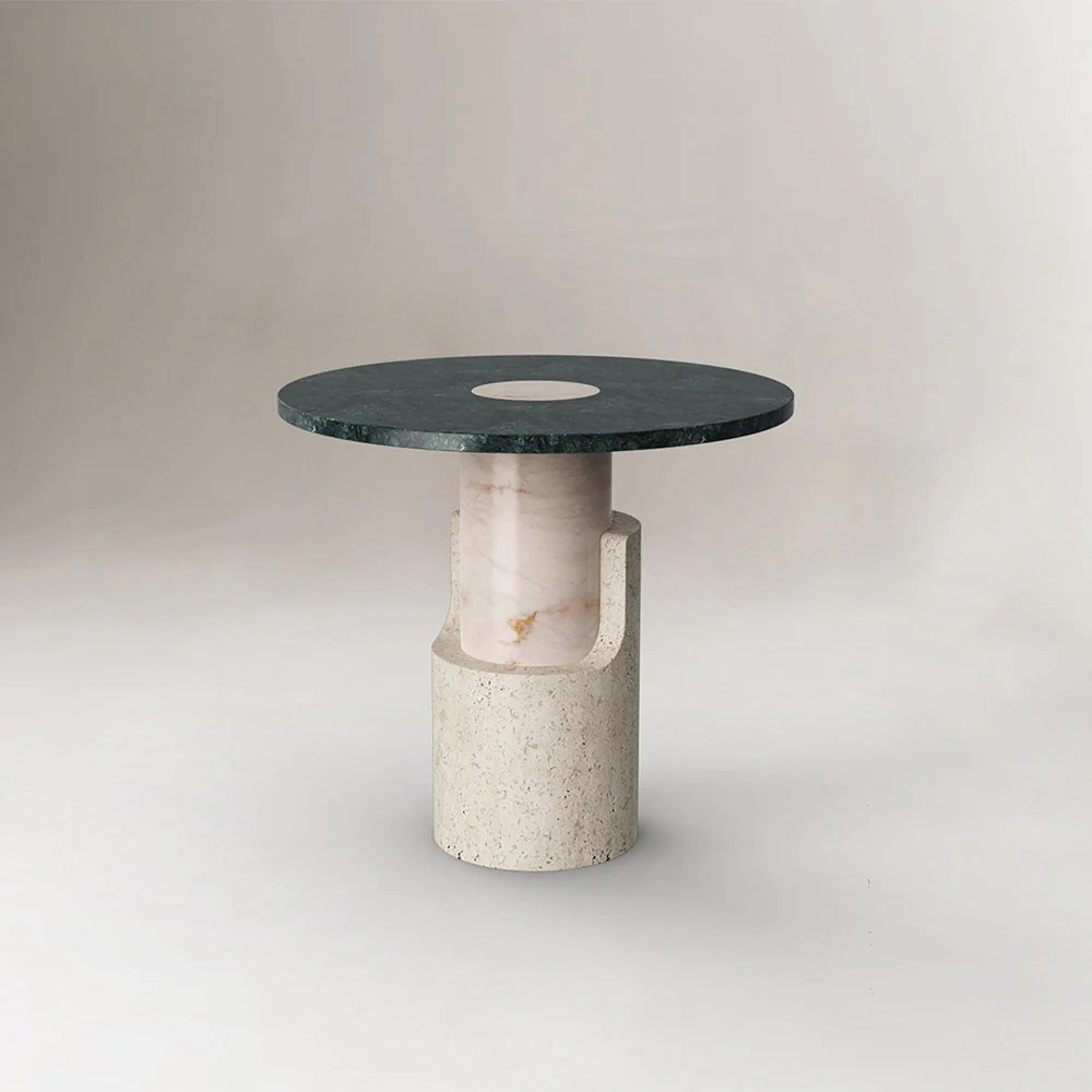 Braque Round Side Table - Travertine Base - Image 2