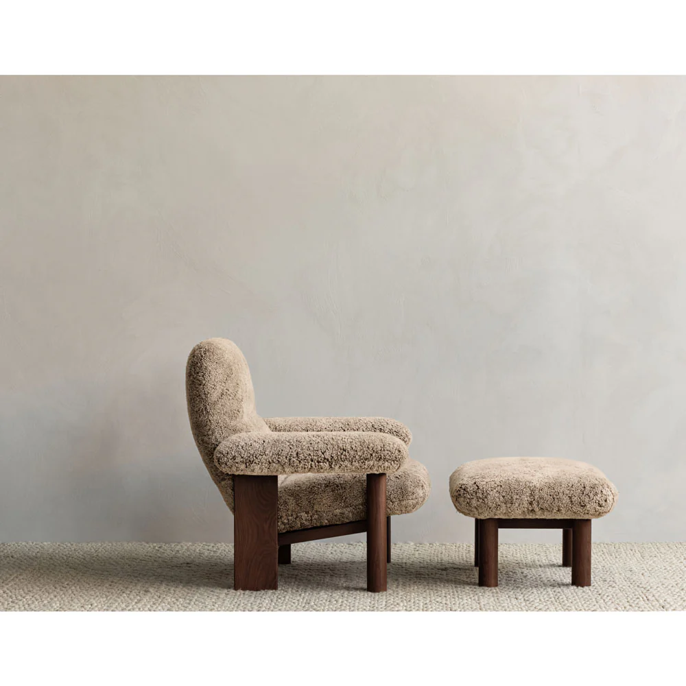 Brasilia Ottoman - Walnut, Sheepskin Sahara - Image 4