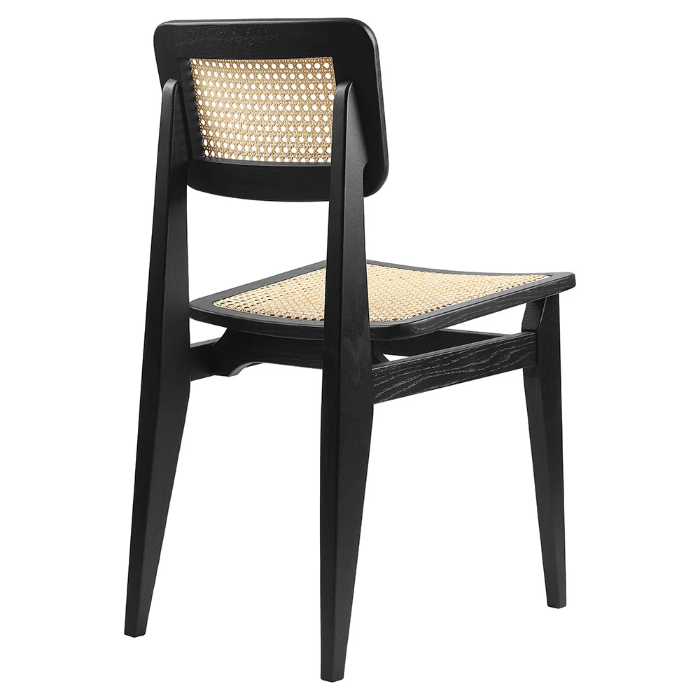 C-Chair Unupholstered Dining Chair - French Cane, Black Stained Oak - Image 2