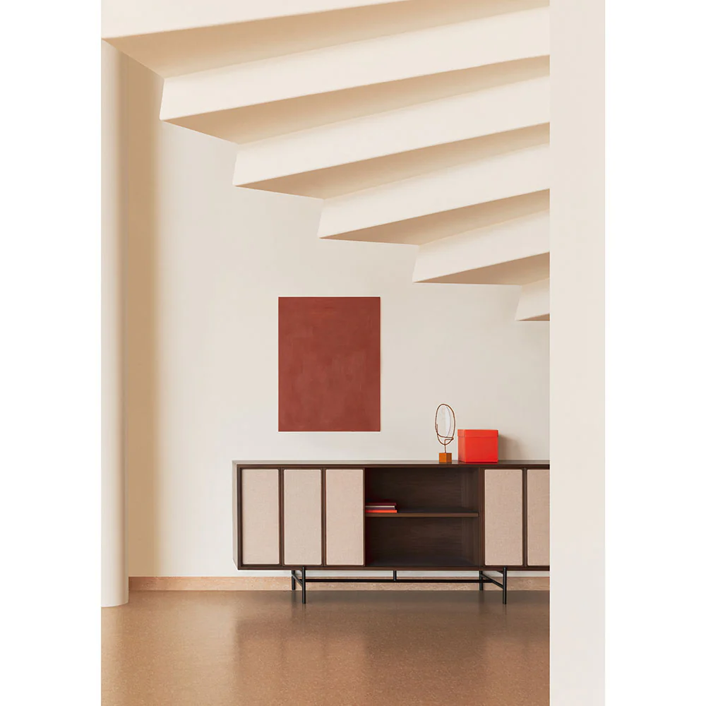 Canvas Large Cabinet With Fabric - Walnut - Image 4