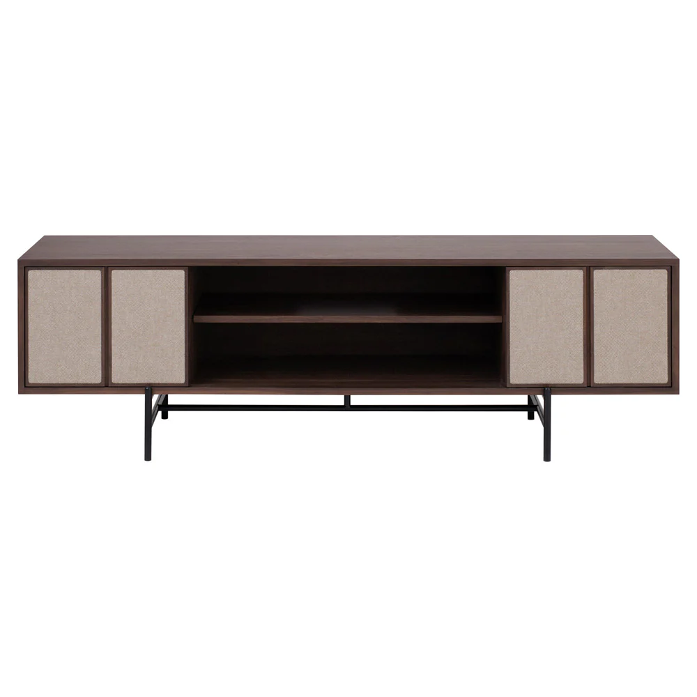 Canvas Media Unit With Fabric - Walnut - Image 3
