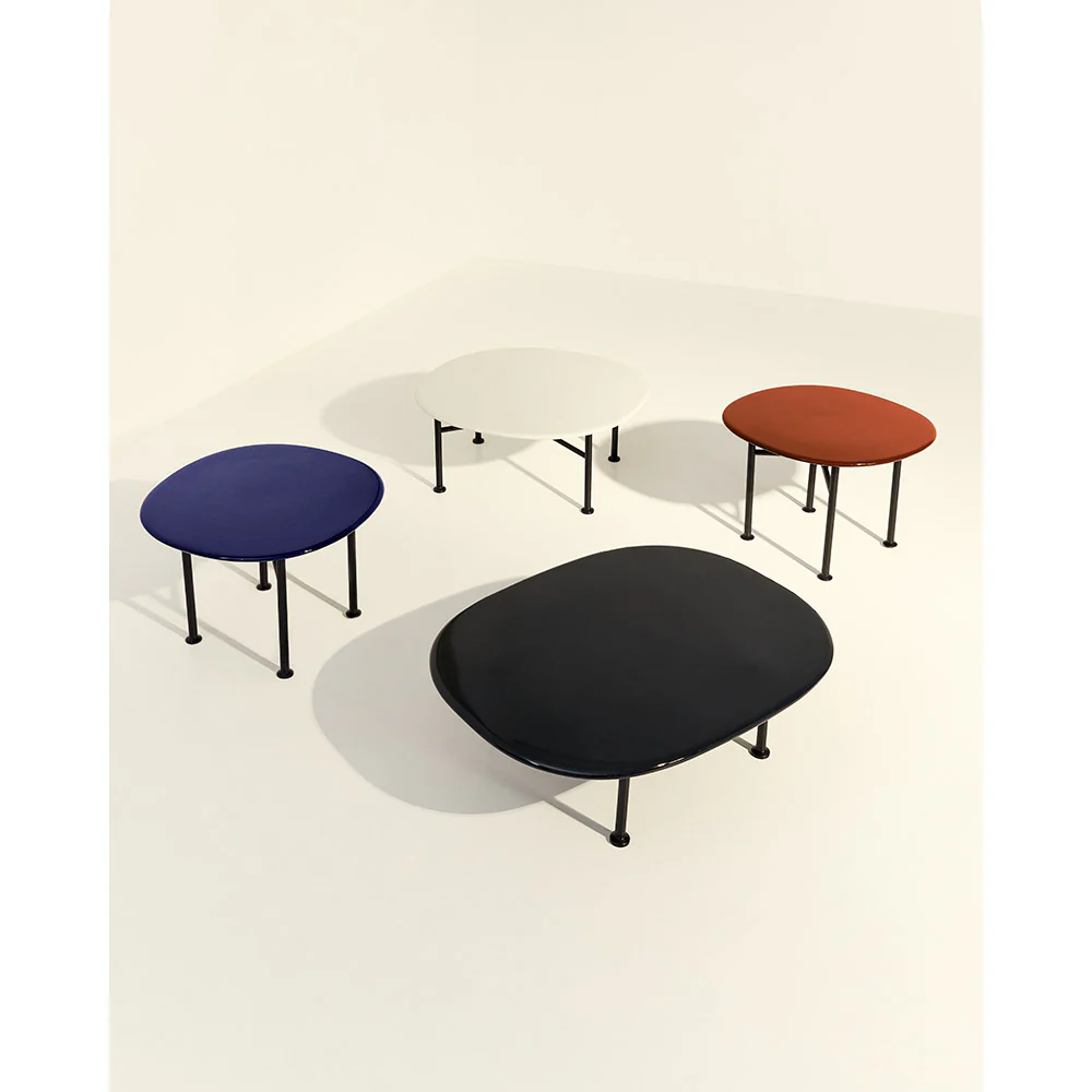 Carmel Medium Outdoor Coffee Table - Clam White, Black Base - Image 3