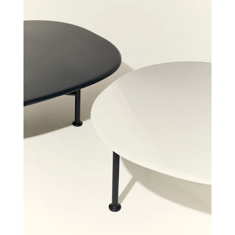 Carmel Medium Outdoor Coffee Table - Clam White, Black Base - Image 5