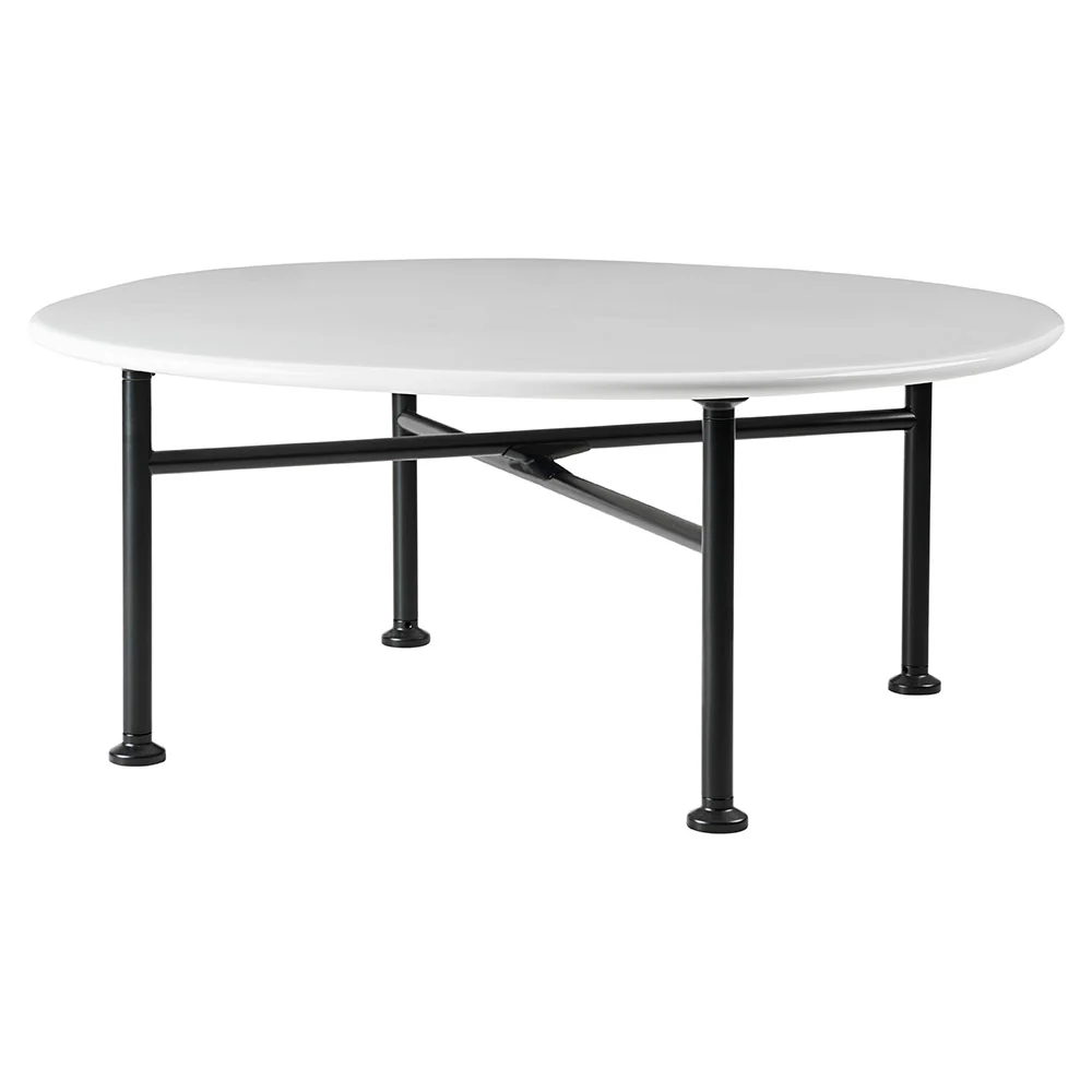 Carmel Medium Outdoor Coffee Table - Clam White, Black Base