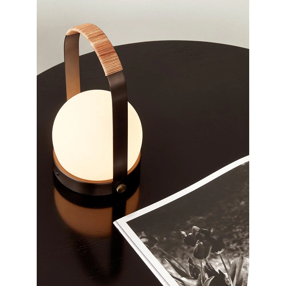 Carrie Portable LED Lamp - Bronzed Brass, Leather - Image 4