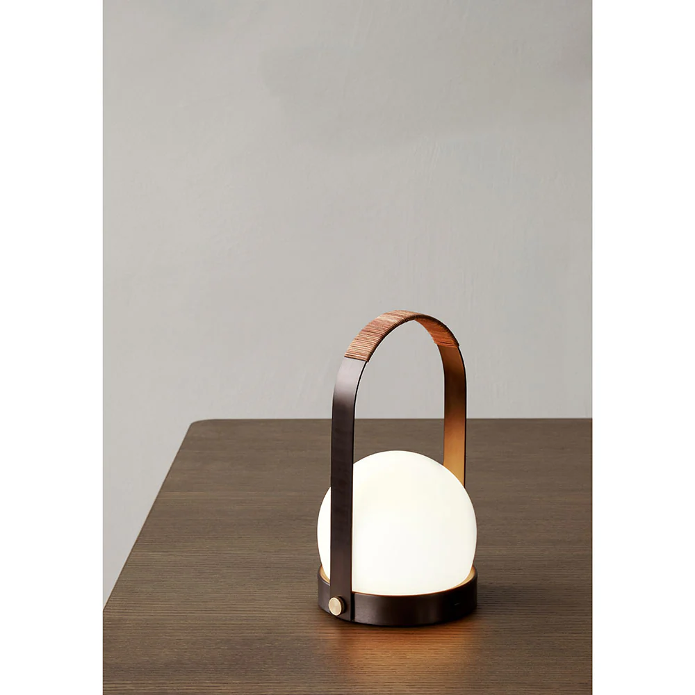 Carrie Portable LED Lamp - Bronzed Brass, Leather - Image 5