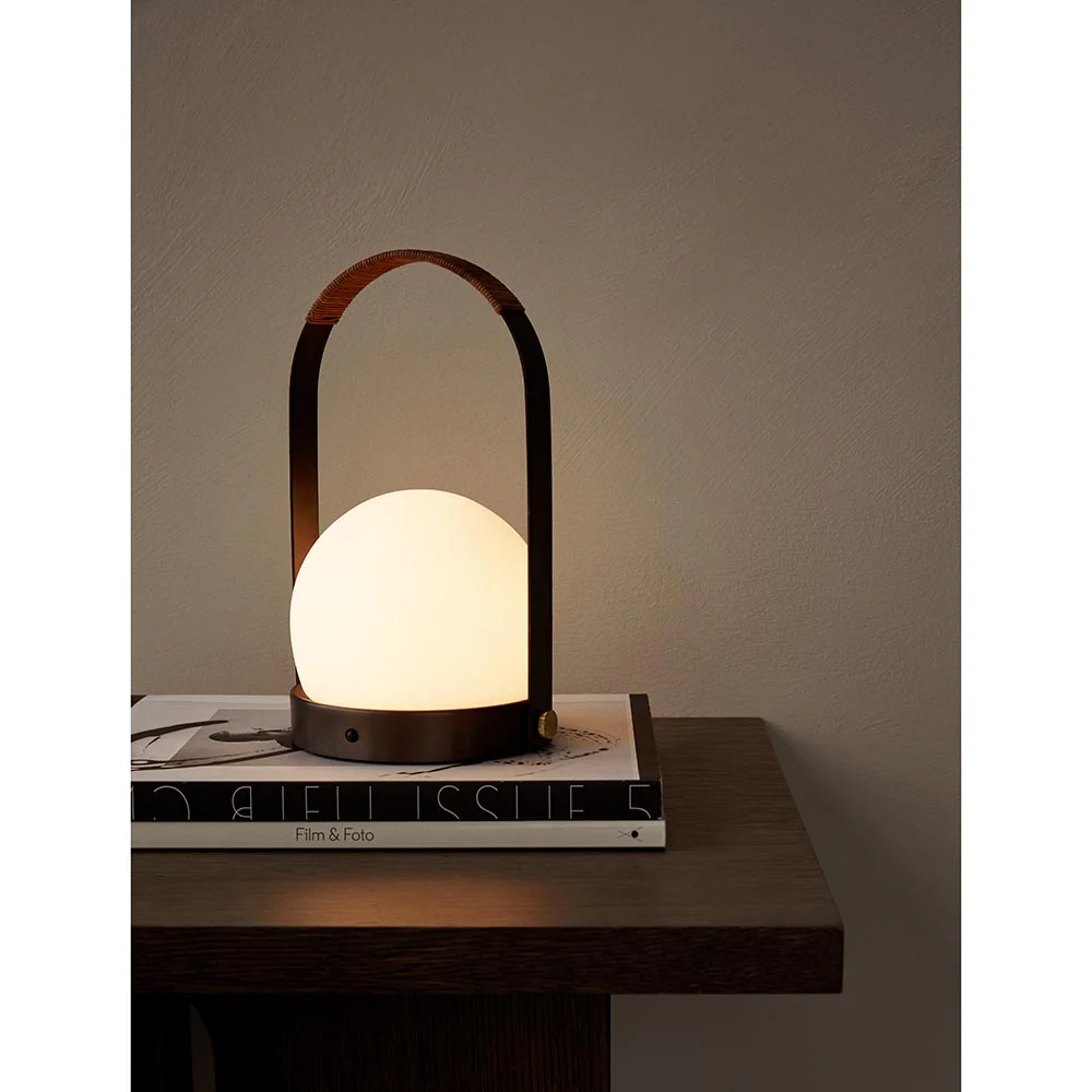 Carrie Portable LED Lamp - Bronzed Brass, Leather - Image 6