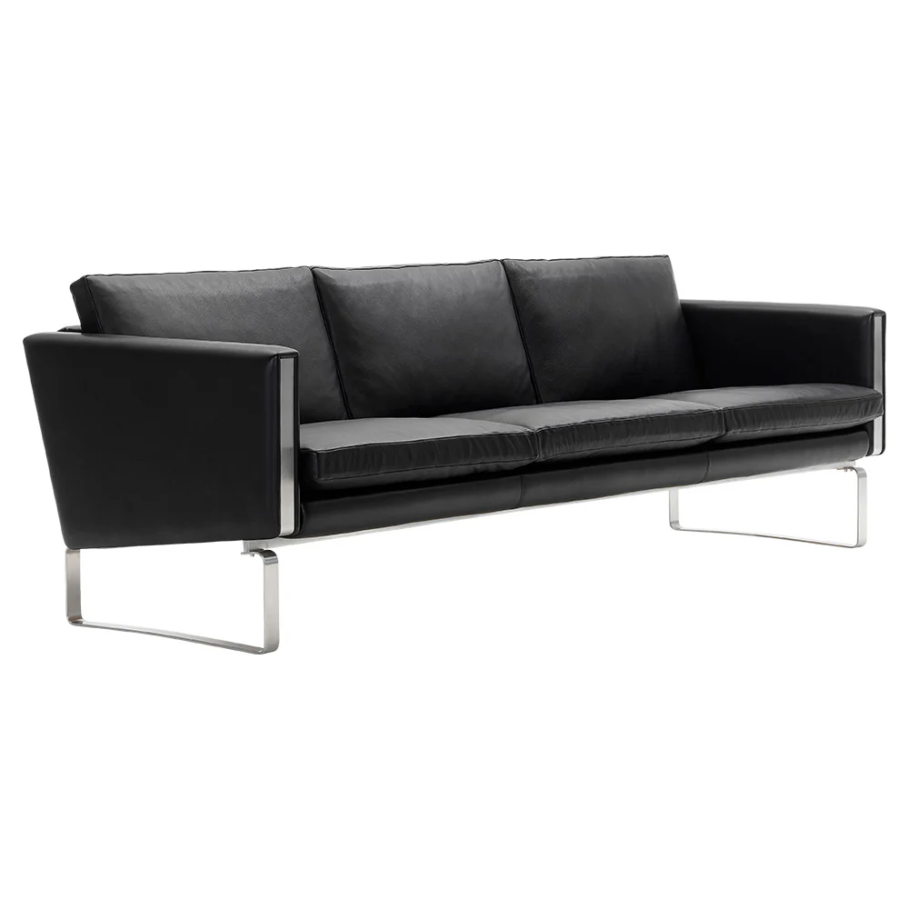 CH103 3 Seater Sofa - Leather, Stainless Steel - Image 3