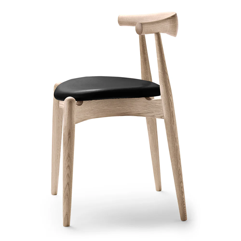 CH20 Elbow Dining Chair - Leather Thor 301, Oak White Oil - Image 2