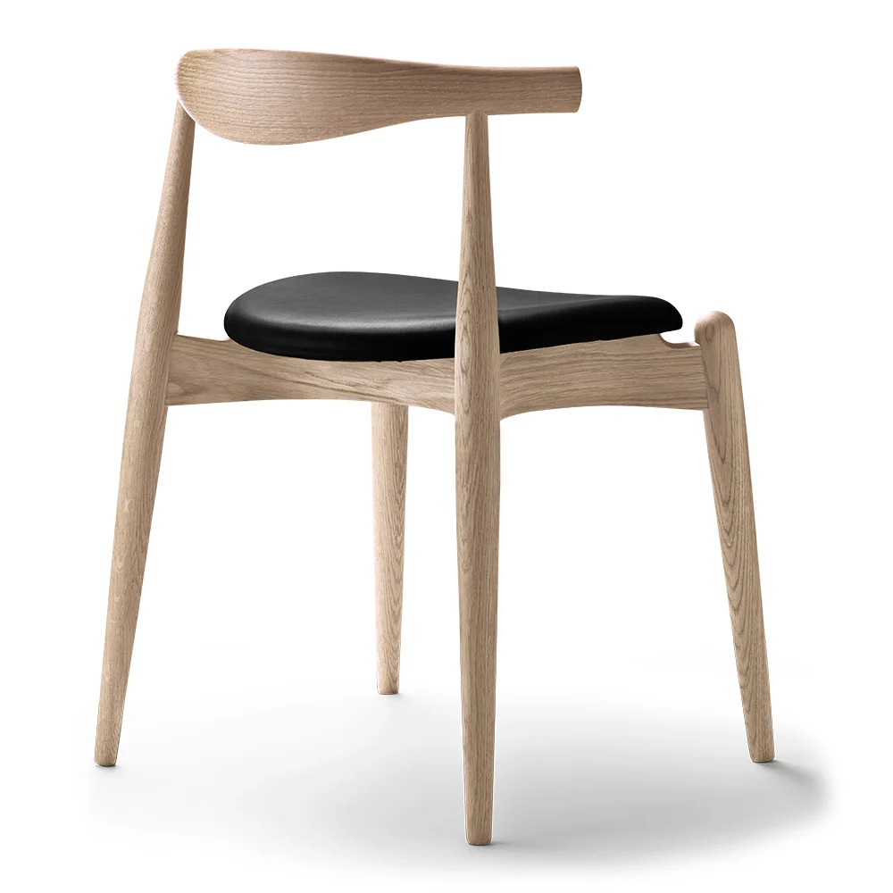 CH20 Elbow Dining Chair - Leather Thor 301, Oak White Oil - Image 3