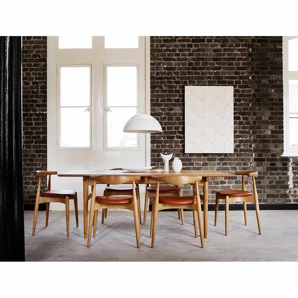 CH20 Elbow Dining Chair - Leather Thor 301, Oak White Oil - Image 4