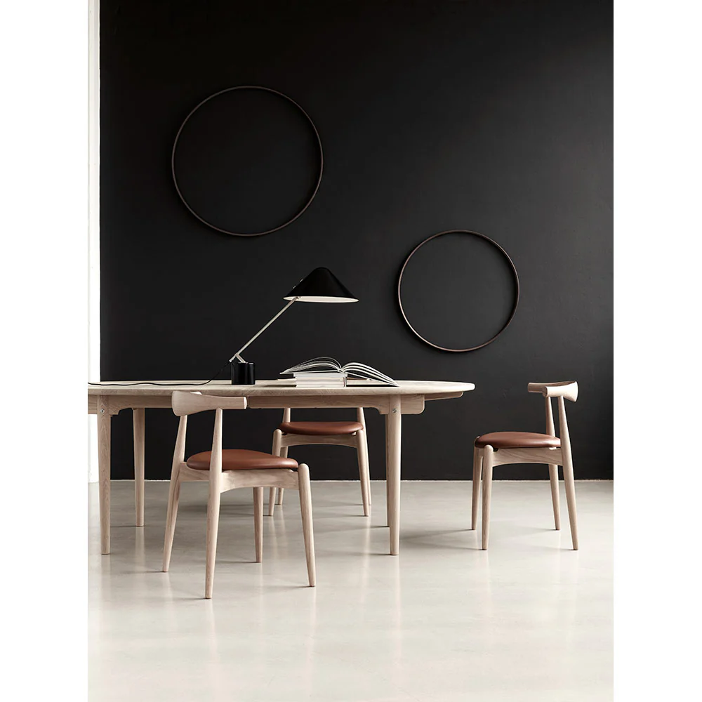 CH20 Elbow Dining Chair - Leather Thor 301, Oak White Oil - Image 5