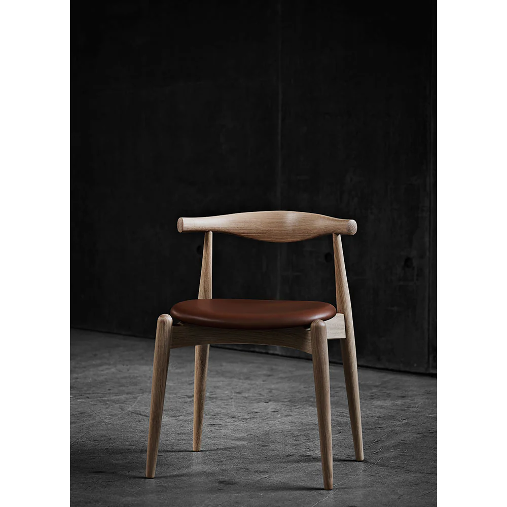 CH20 Elbow Dining Chair - Leather Thor 325, Oak White Oil - Image 5