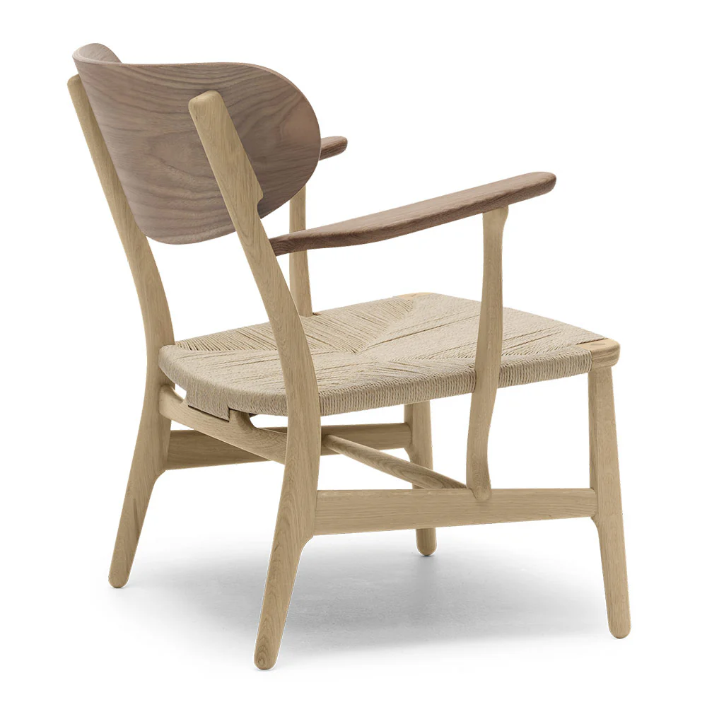 CH22 Lounge Chair - Oak Frame, Walnut Armrest/Backrest - Image 3