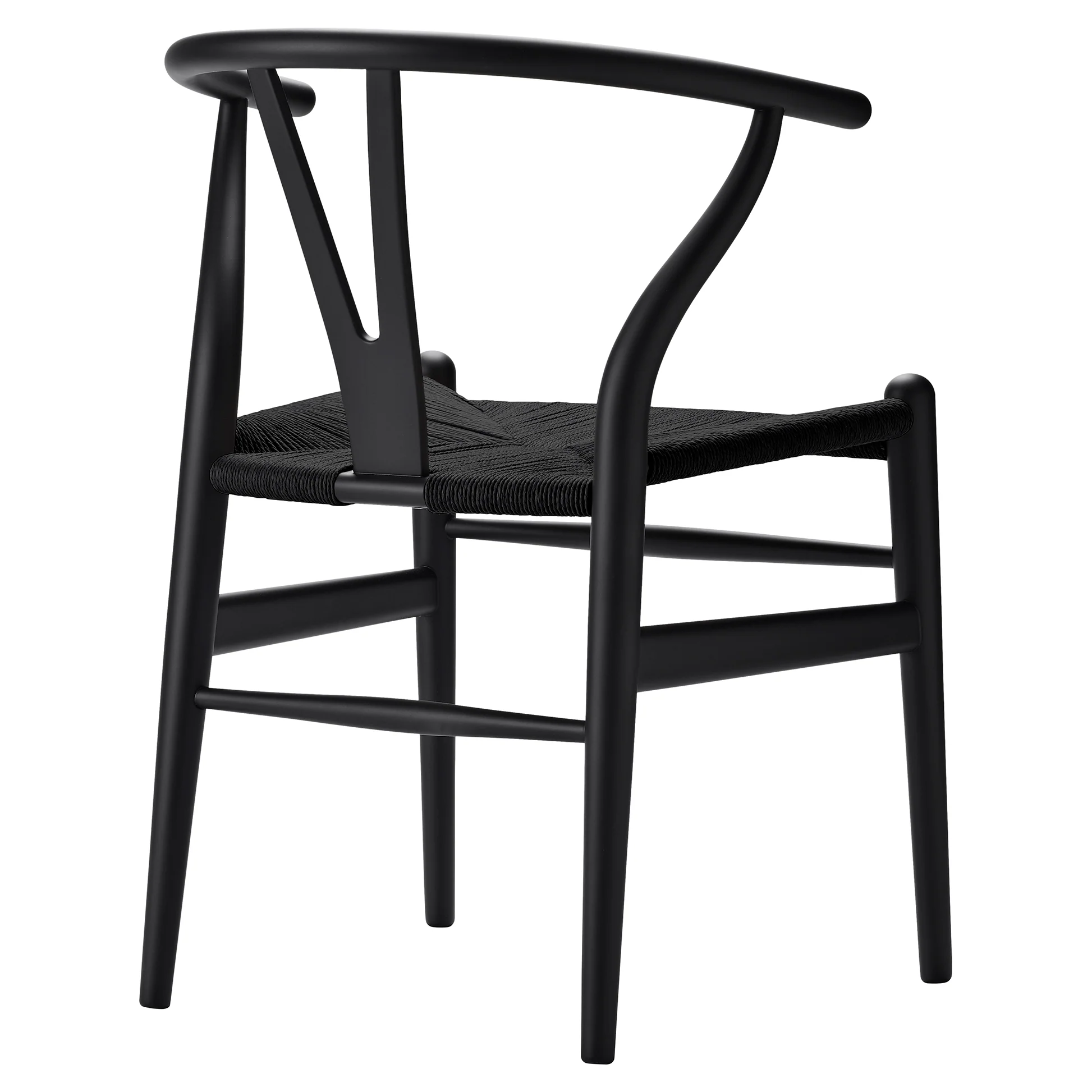 CH24 Wishbone Dining Chair - Black Paper Cord, Black Beech - Image 2