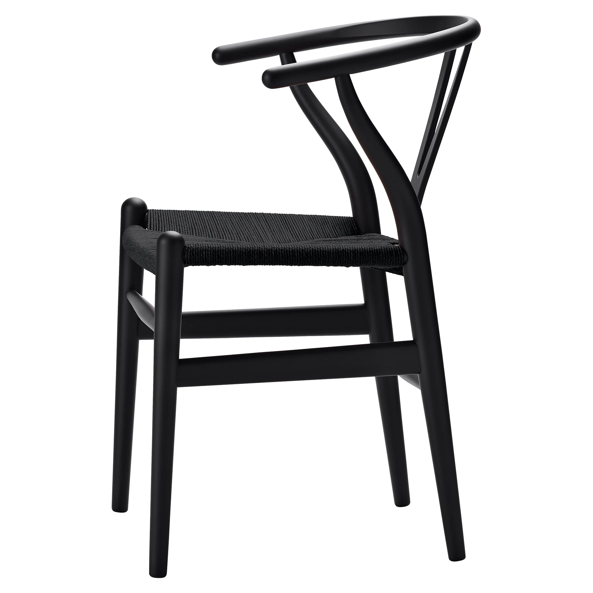 CH24 Wishbone Dining Chair - Black Paper Cord, Black Beech - Image 3