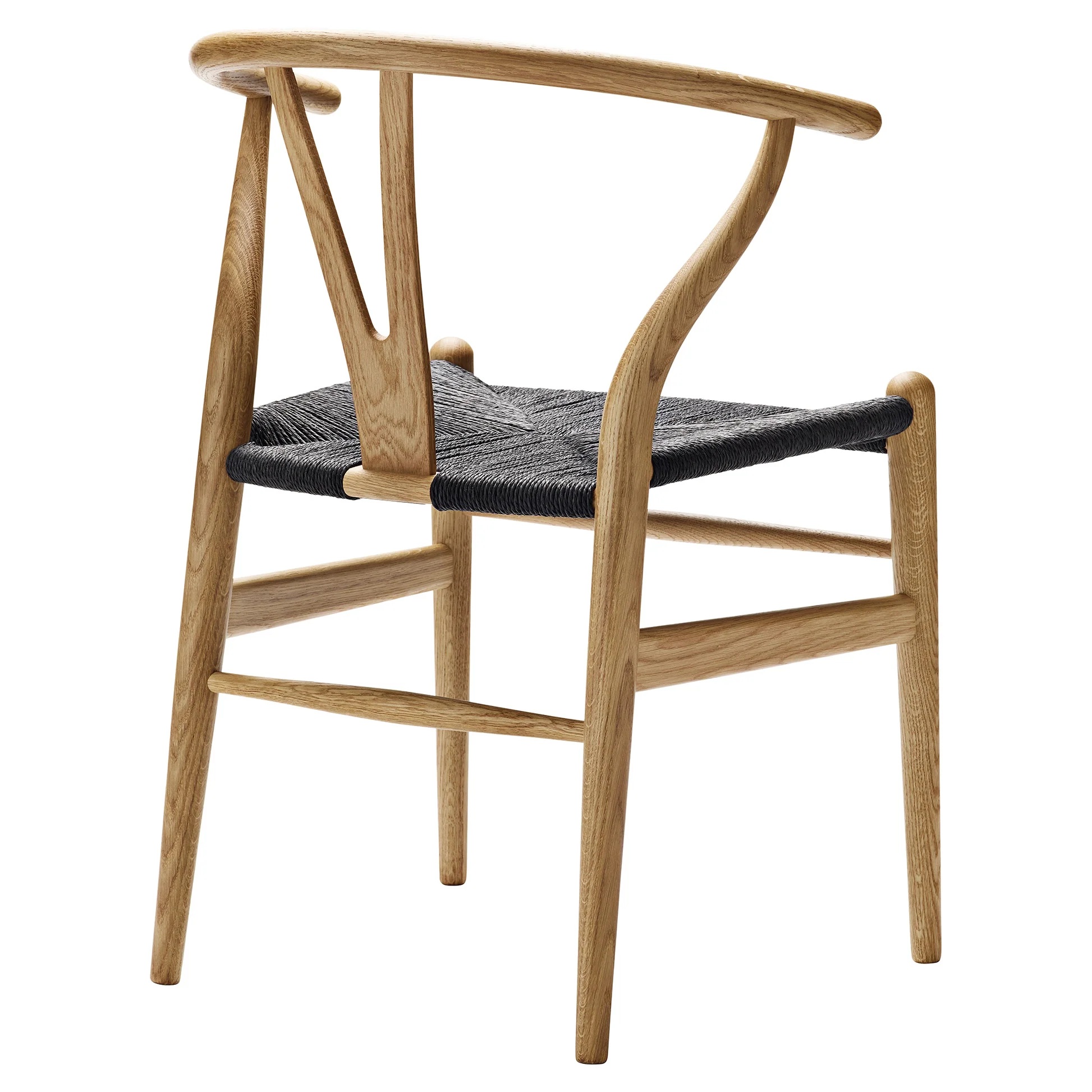 CH24 Wishbone Dining Chair - Black Paper Cord, Oak Oil - Image 2