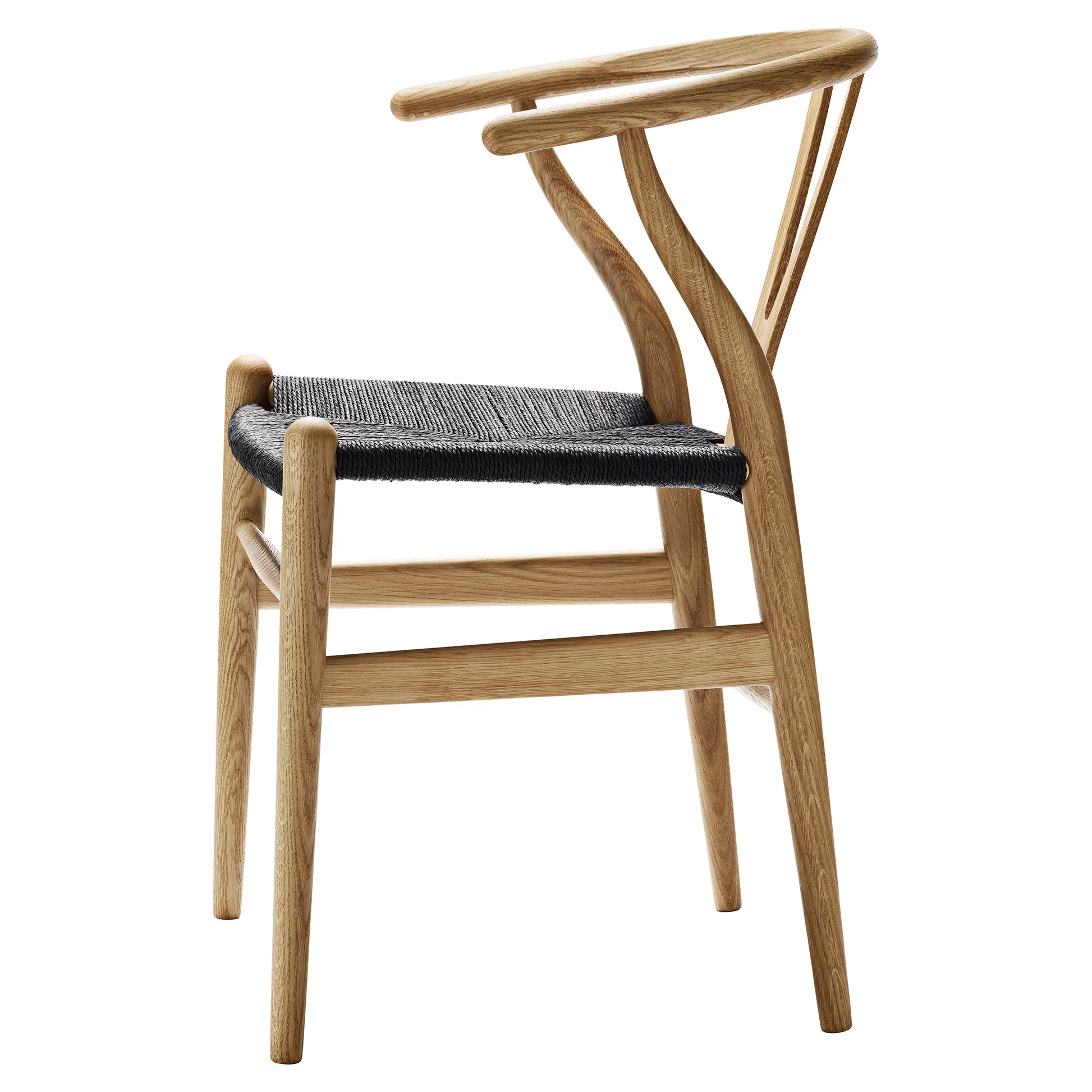 CH24 Wishbone Dining Chair - Black Paper Cord, Oak Oil - Image 3