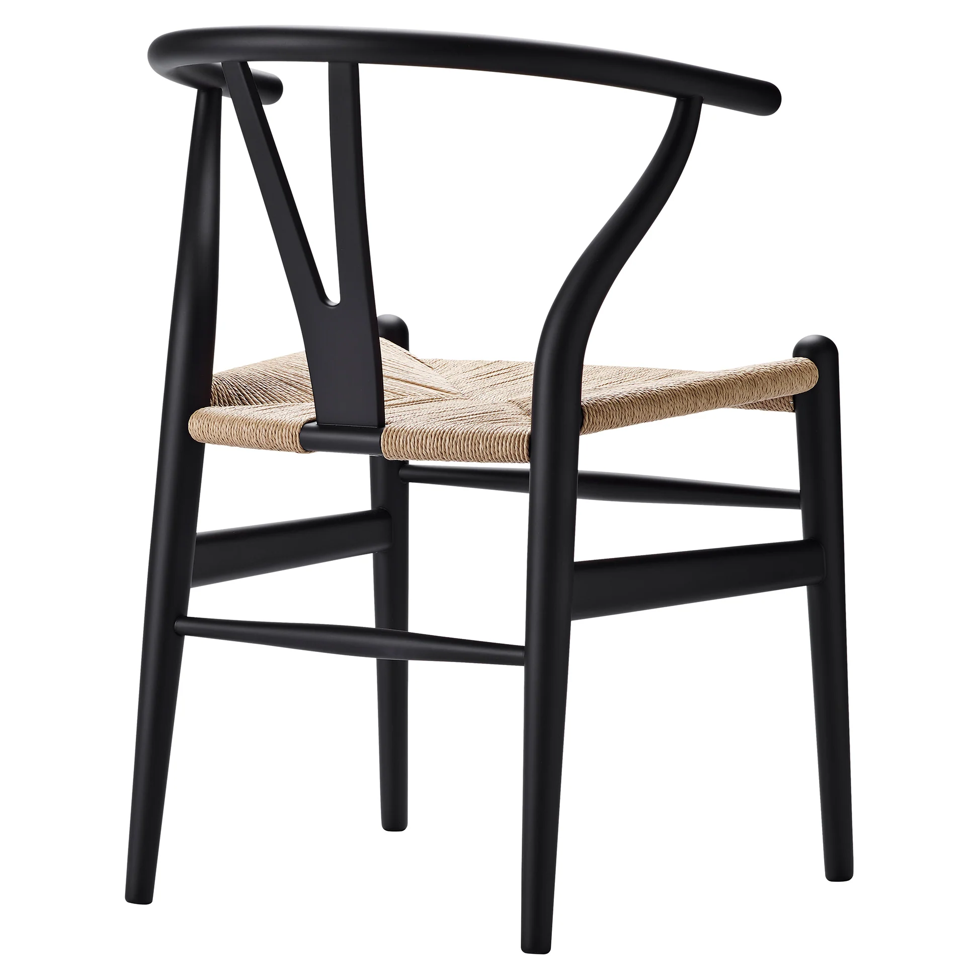 CH24 Wishbone Dining Chair - Natural Paper Cord, Black Beech - Image 2
