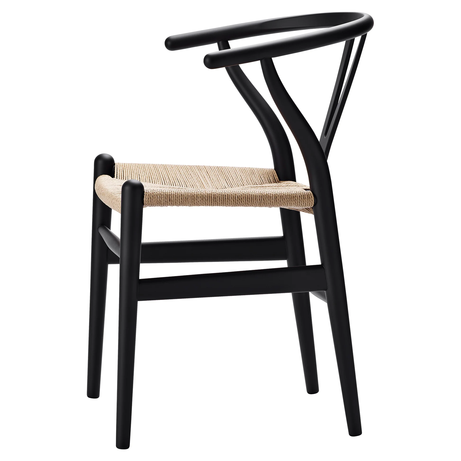 CH24 Wishbone Dining Chair - Natural Paper Cord, Black Beech - Image 3