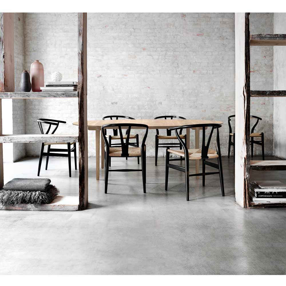 CH24 Wishbone Dining Chair - Natural Paper Cord, Black Oak - Image 4