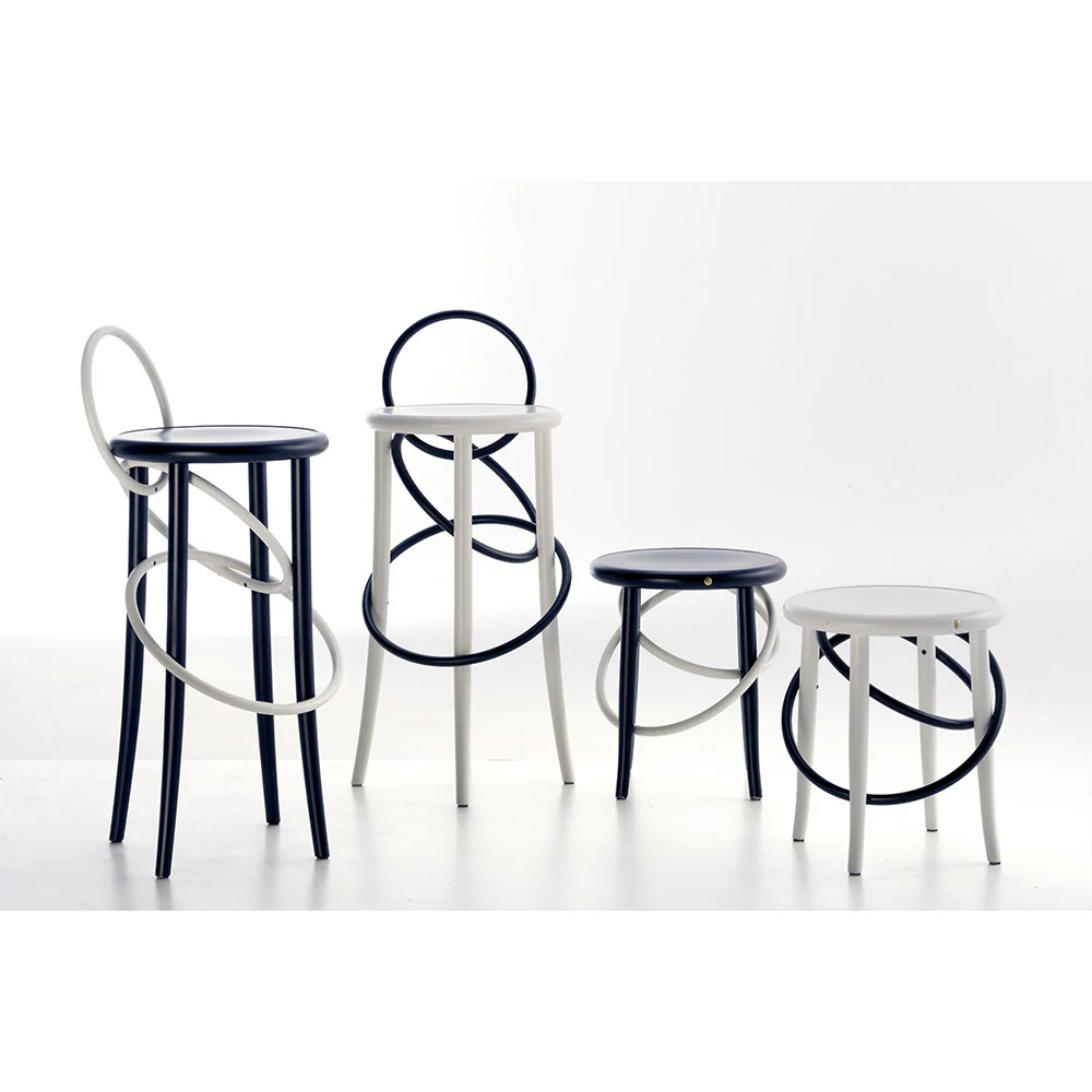 Cirque Two Tone Low Stool - Black Lacquer Base, White Lacquer Ring - Image 7