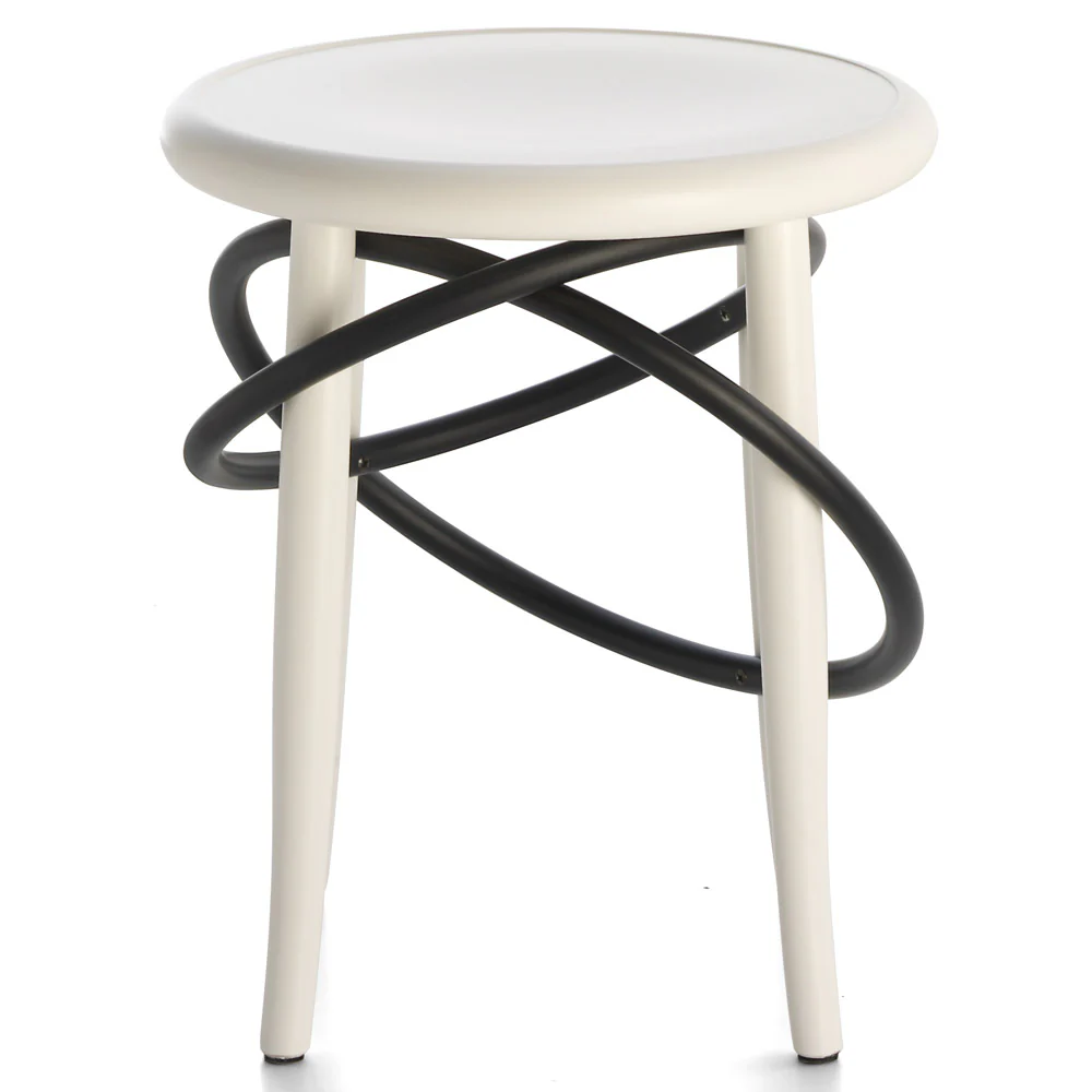 Cirque Two Tone Low Stool - White Lacquer Base, Black Lacquer Ring - Image 3