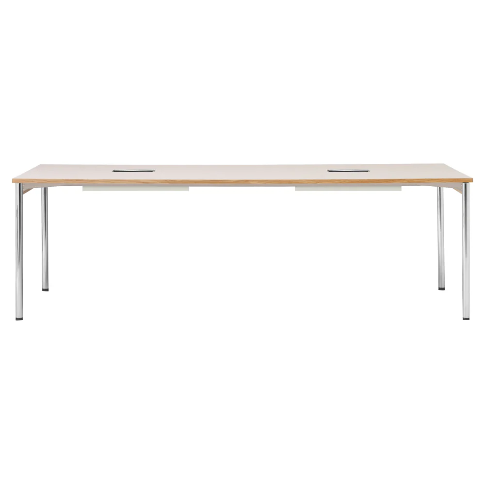Co 94.5" Table Management - Chrome Base, Creme Laminate