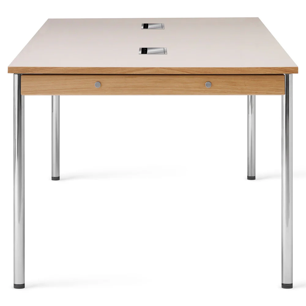 Co 94.5" Table Management - Chrome Base, Creme Laminate - Image 3