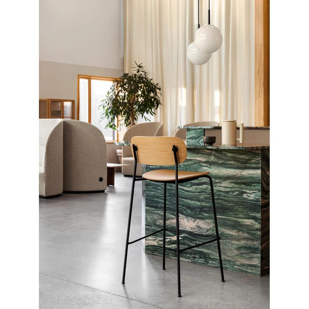 Co Unupholstered Bar Counter Chair - Dark Stained Oak - Image 7