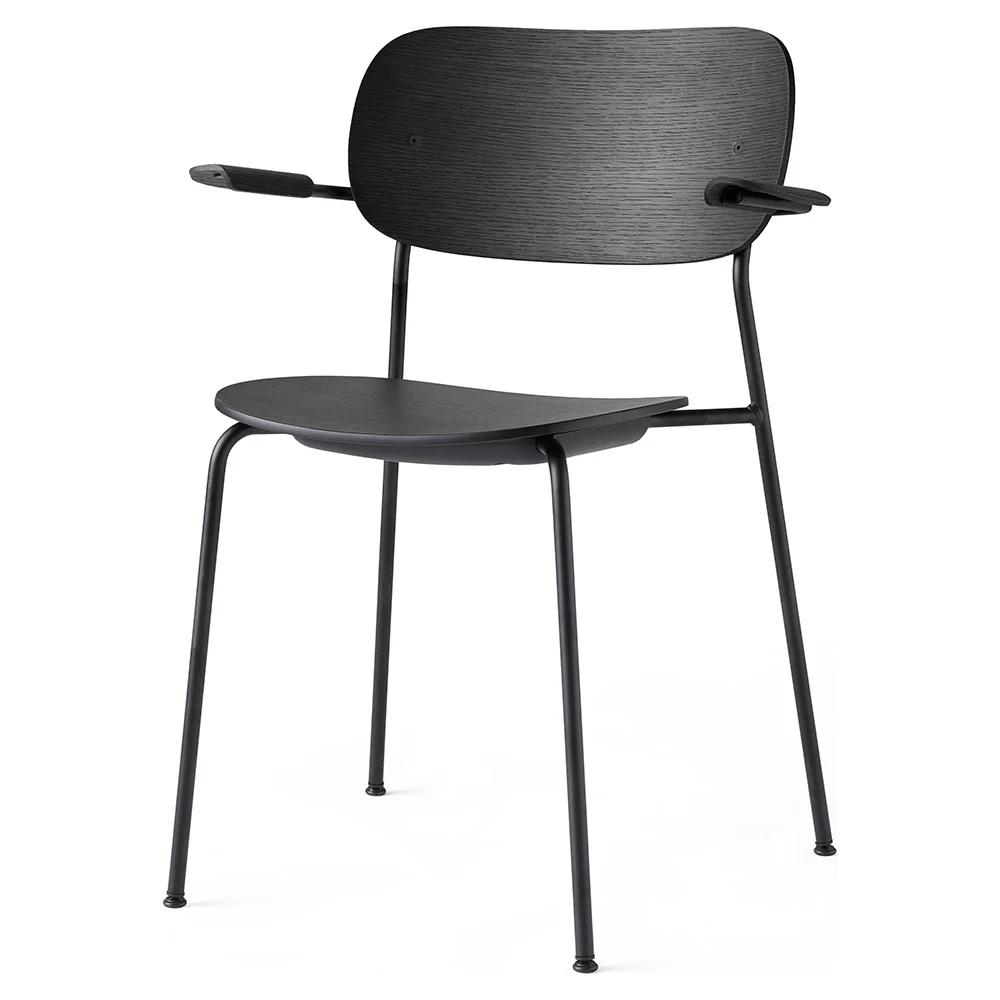 Co Unupholstered Dining Armchair - Black Base, Black Oak - Image 2