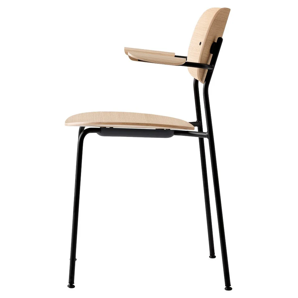 Co Unupholstered Dining Armchair - Black Base, Natural Oak - Image 3