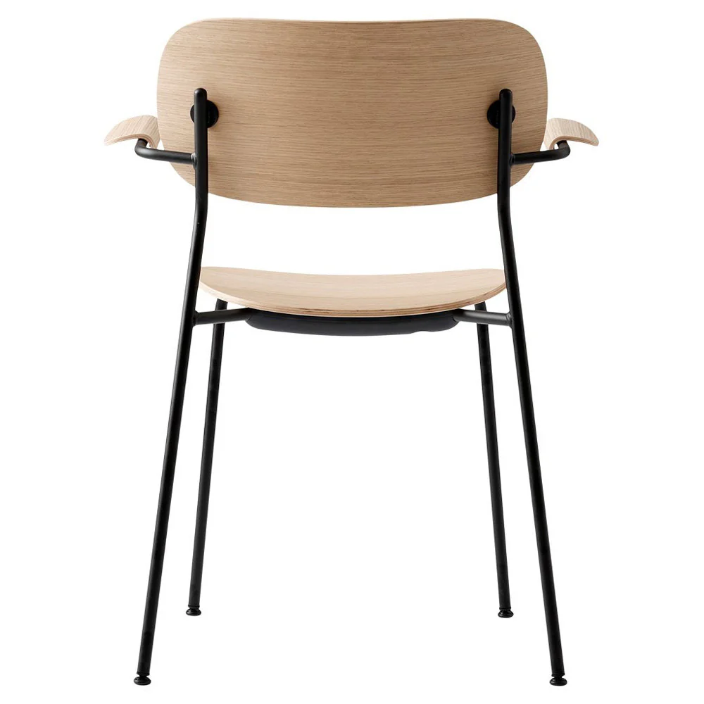 Co Unupholstered Dining Armchair - Black Base, Natural Oak - Image 4