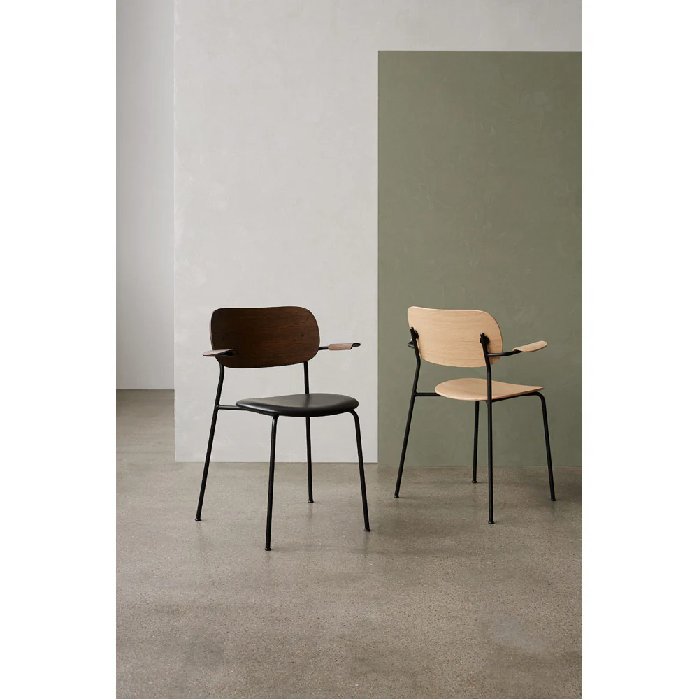 Co Unupholstered Dining Armchair - Black Base, Natural Oak - Image 6