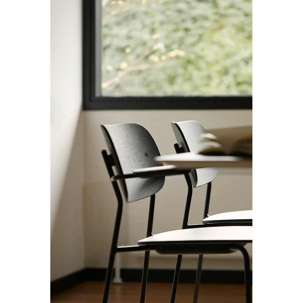 Co Unupholstered Dining Armchair - Chrome Base, Black Oak - Image 2