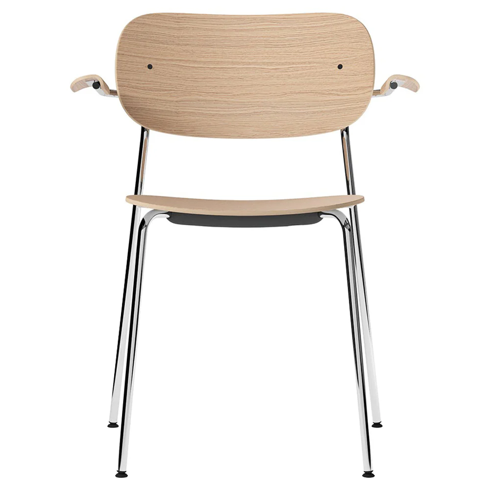 Co Unupholstered Dining Armchair - Chrome Base, Natural Oak