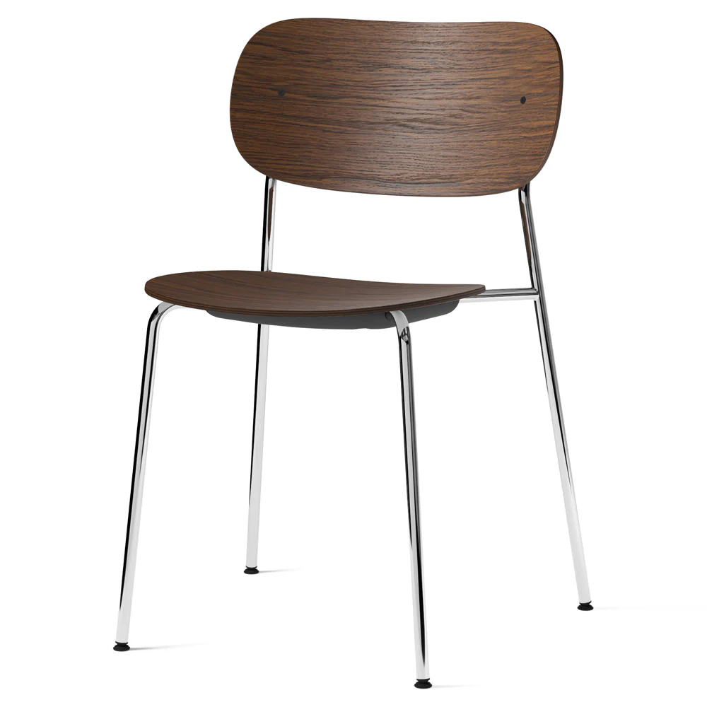 Co Unupholstered Dining Chair - Chrome Base, Dark Stained Oak - Image 2