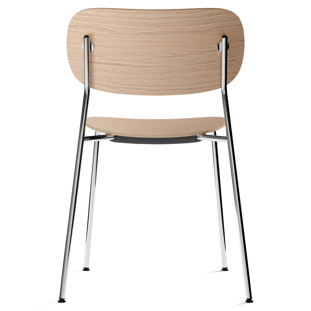 Co Unupholstered Dining Chair - Chrome Base, Natural Oak - Image 3