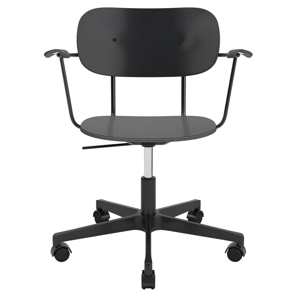 Co Unupholstered Task Armchair - Black Base, Black Oak