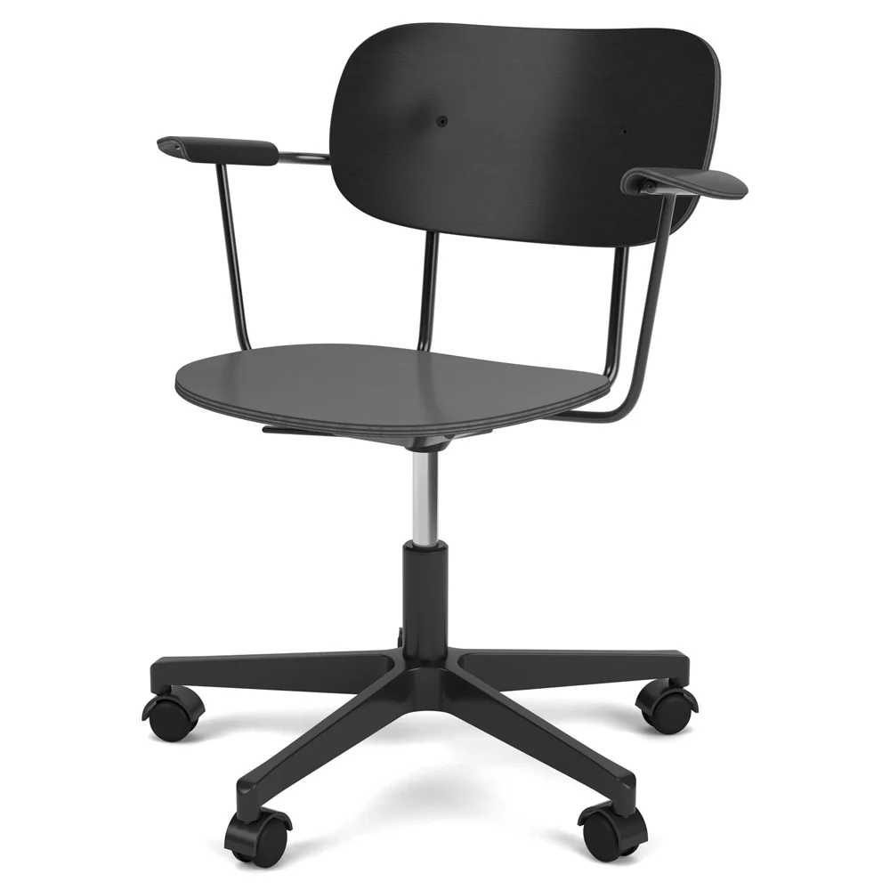 Co Unupholstered Task Armchair - Black Base, Black Oak - Image 2
