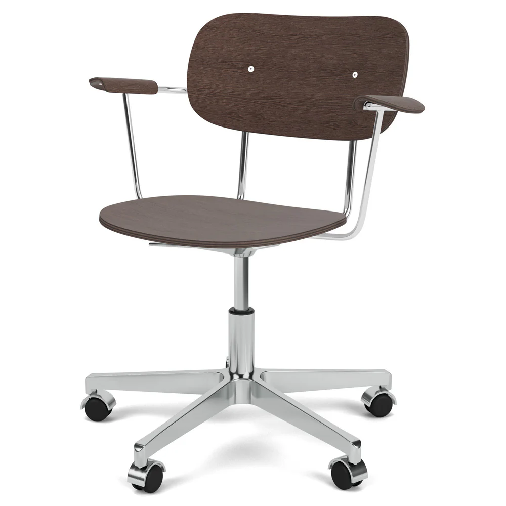 Co Unupholstered Task Armchair - Polished Base, Dark Stained Oak - Image 2