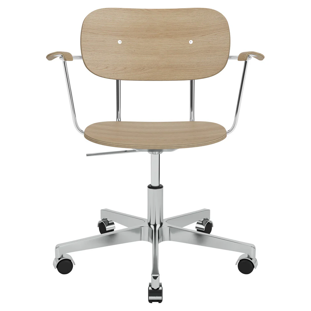 Co Unupholstered Task Armchair - Polished Base, Natural Oak