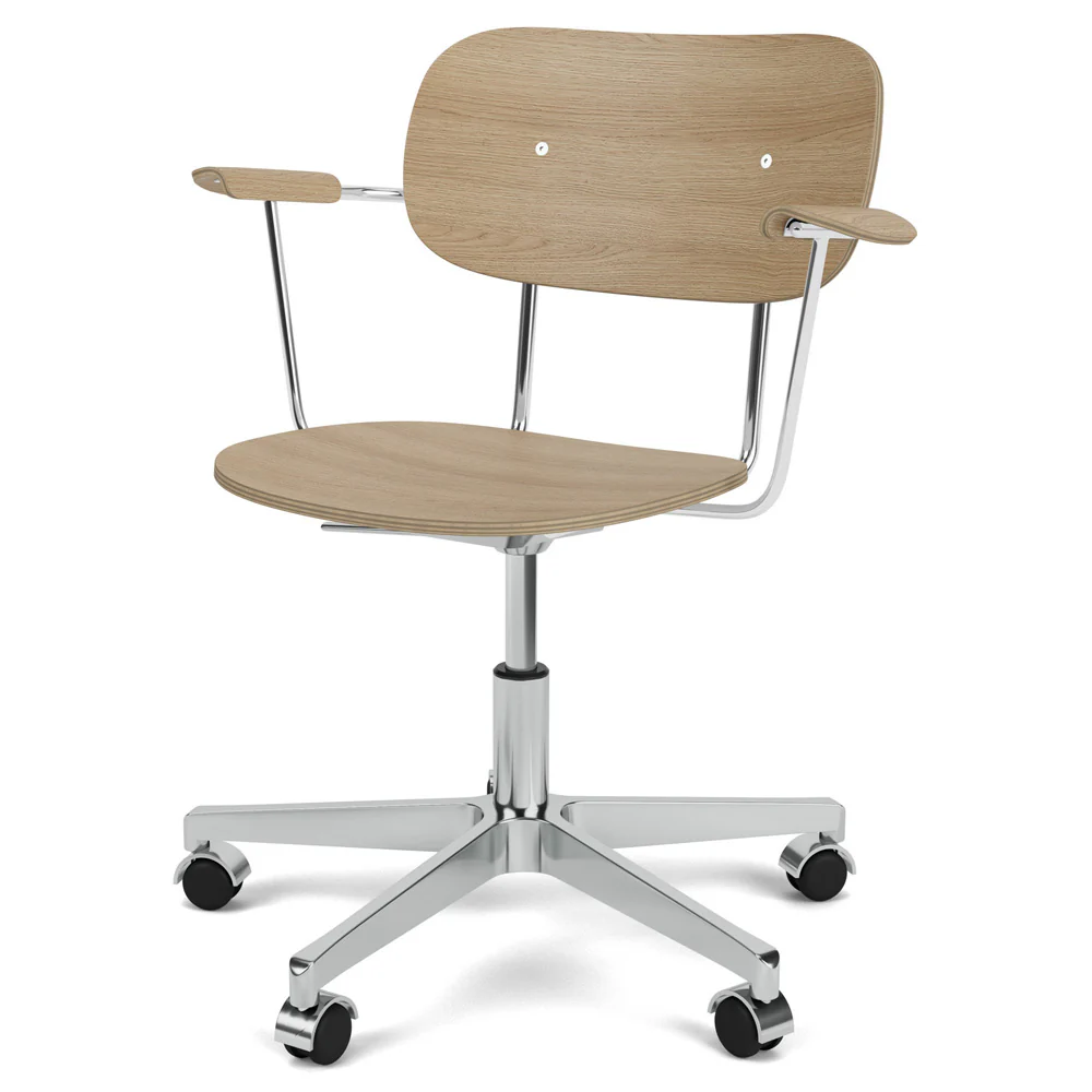 Co Unupholstered Task Armchair - Polished Base, Natural Oak - Image 2