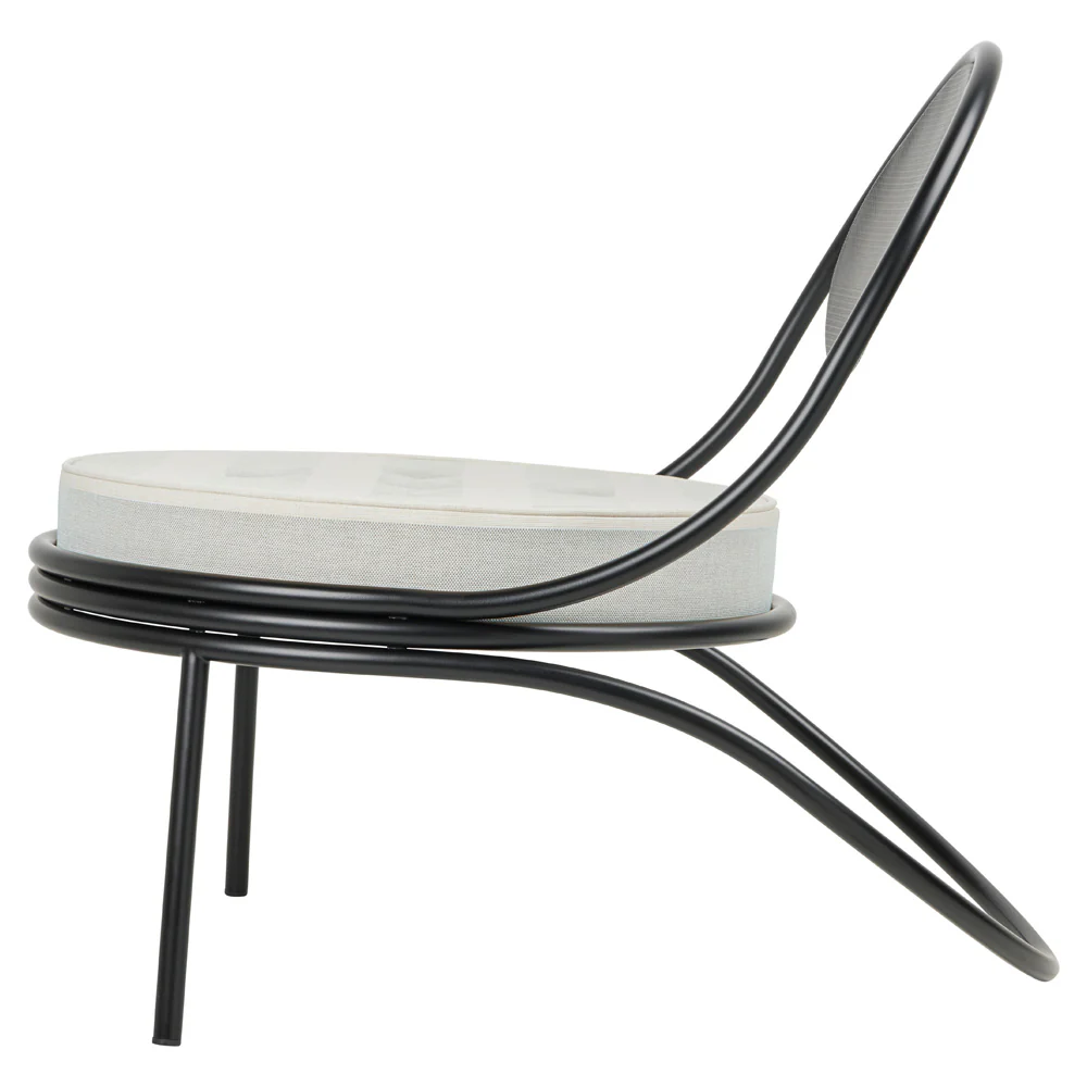 Copacabana Outdoor Lounge Chair - Leslie Stripe 020, Black Semi Matte Base - Image 3