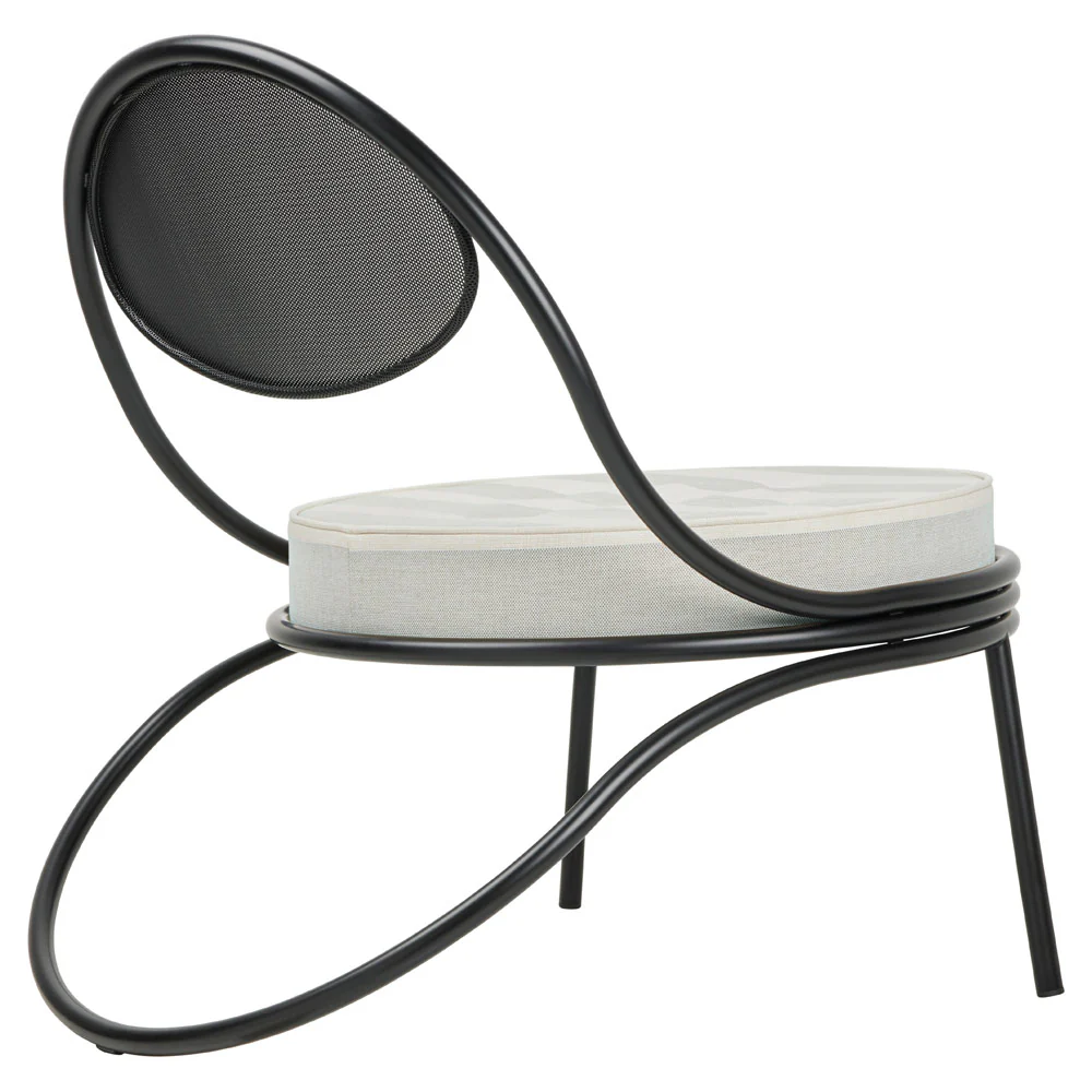 Copacabana Outdoor Lounge Chair - Leslie Stripe 020, Black Semi Matte Base - Image 4
